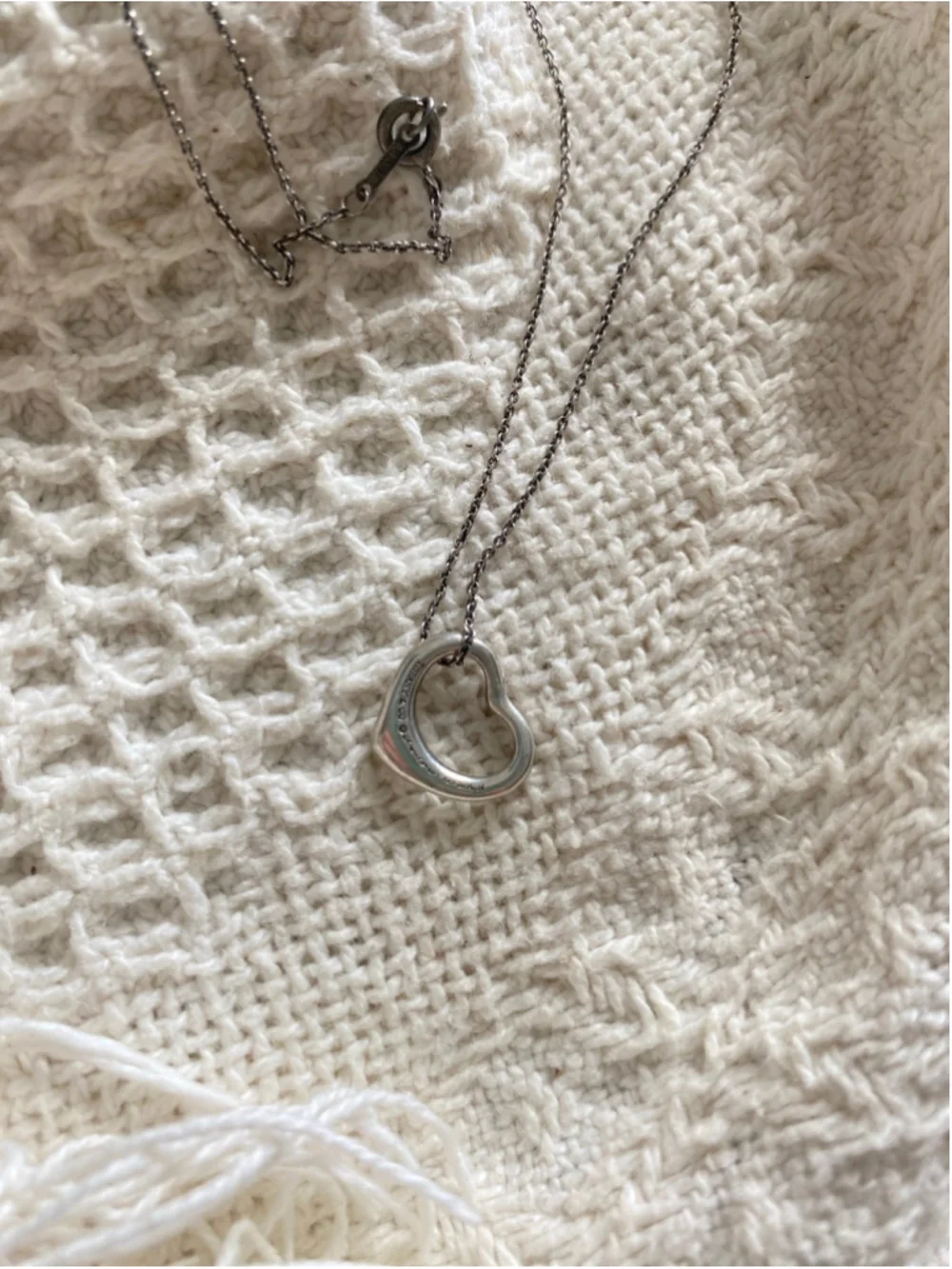 Tiffany & Co. Classic Silver Open Heart Necklace – Elsa Peretti Style